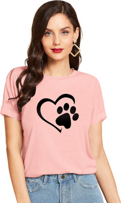 WSRF FAB Casual Short Sleeve Printed Women Pink Top