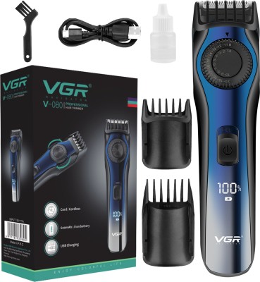 VGR V-080 Cordless Professional Hair Trimmer Runtime 120 min Trimmer for MenBlue Black