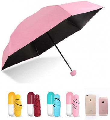 KRUSNAM CREATION ravel Umbrella Windproof and UV Protection with Capsule Case Capsual Umbrella Umbrella(Multicolor)