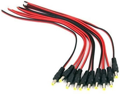 Wizzo (Pack of 10 Pieces) 12V DC Power Pigtail Male 2.1mm Cable Plug Wire for CCTV Camera 16CM Moulded Connector Wire (Black & Red) DC Wire Connector(Multicolor, Pack of 10)