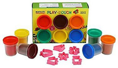 KHYATI Play Dough with 6 Clay Dough Tubes & 6 Moulding Tools in Dark Colour for Kids Education & Fun Art Clay(300 g)