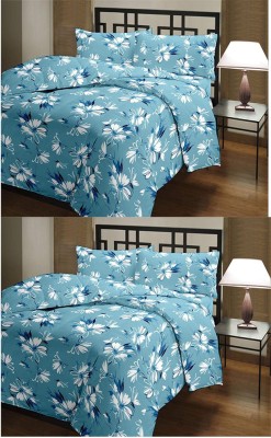 Khatri textiles and handloom store Floral Single Dohar for  AC Room(Cotton, sky blue)