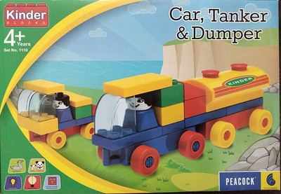 Peacock Car, Tanker & Dumper Set - 1110 -Building blocks for Kids(Multicolor)