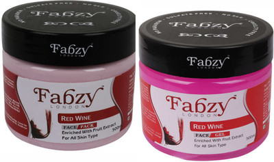 fabzy London Red Wine Face Pack 500 ml + Red Wine Gel 500 ml ( Pack Of 2 x 500 ml )(2 Items in the set)