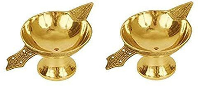 SHRI ANAND Pure Brass Akhand Laxmi Deepak Diya Set of 4) Brass Table Diya(Height: 1 inch)