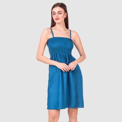 69 FASHION STREET Women Fit and Flare Blue Dress