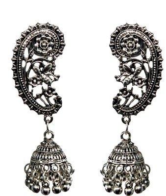 Happy Stoning Oxidised German Silver Premium Jhumka Earrings for Women & Girls German Silver Jhumki Earring
