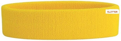 Glitter Non Slip Moisture Wicking Work Out Cotton Head Band For Men's & Women's Sweatband for Workout/ Sports Fitness/Exercise/Training/Running/Yoga- Pack of 1(Yellow) Head Band(Yellow)