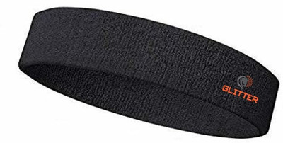 Glitter Non Slip Moisture Wicking Work Out Cotton Headband For Men's & Women's Headband Head Support(Black)