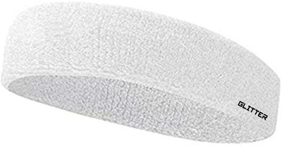 Glitter Non Slip Moisture Wicking Work Out Cotton Headband For Men's & Women's Headband Head Support(White)