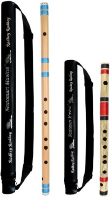 NEXTOMART Musical Combo Flutes EE (23 Inch) & F Sharp (14 Inch) Bamboo Flute Bansuri with Flute Carry Bag Free Bamboo Flute(58.42 cm)