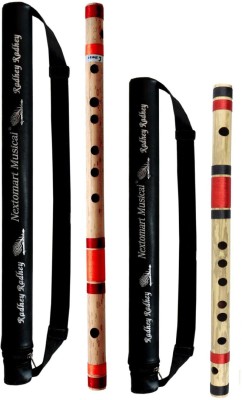 NEXTOMART Musical Combo Flutes C Sharp 7 Hole (18.5 Inch) & F Sharp (14 Inch) Bamboo Flute Bansuri with Flute Carry Bag Free Bamboo Flute(46.99 cm)