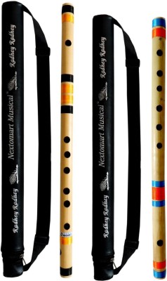 NEXTOMART Musical Combo Flutes D Natural 7 Hole (18 Inch) & G Scale (17 Inch) Bamboo Flute Bansuri with Flute Carry Bag Free Bamboo Flute(45.72 cm)