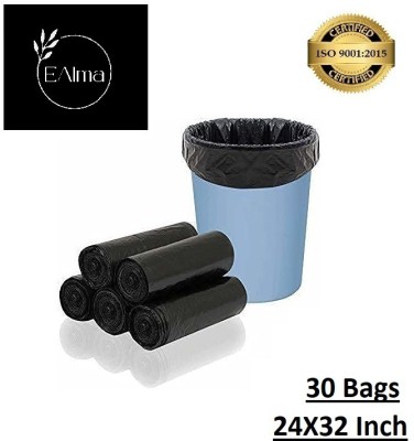 EAlma Biodegradable Trash Bags/Dustbin Garbage Bags For Home/Office & Kitchen, Black, 2 Rolls(30 Bags), 24X32 Large 20 L Garbage Bag  Pack Of 30(30Bag )