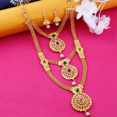 BLISSIBLE Brass, Stone, Dori, Alloy Gold-plated Gold Jewellery Set(Pack of 1)