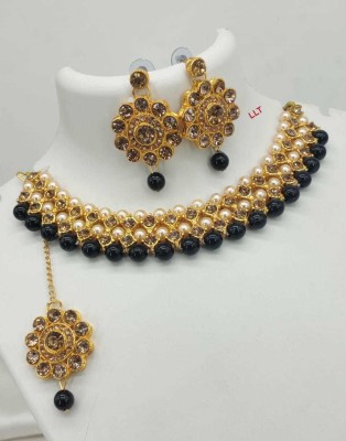 naitika arts Alloy Gold-plated Black Jewellery Set(Pack of 1)