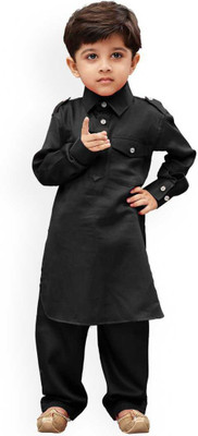 FTC FASHIONS Boys Festive & Party Pathani Suit Set(Black Pack of 1)