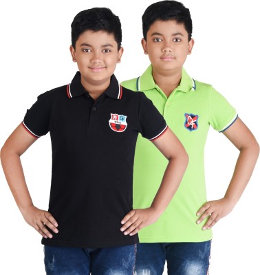 Clothe Funn Boys Solid Polycotton T Shirt(Multicolor, Pack of 2)