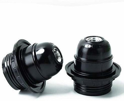 SVDK Screw Type Holder, E27 Black Ring Type for Table Lamps Lights Plastic Light Socket(Pack of 2)