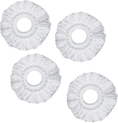 shopzillla 360 Rotating Magic Spin Microfiber Mop Head Refill Pack OF 4 Super Absorbent Refills for All Home & Office Floor Cleaning only Refill Refill(White)