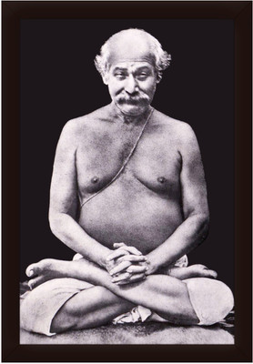 Braj Art Gallery Shyama Charan Lahiri Mahasaya Photo Frame Digital Reprint 19.5 inch x 13.5 inch Painting(With Frame)