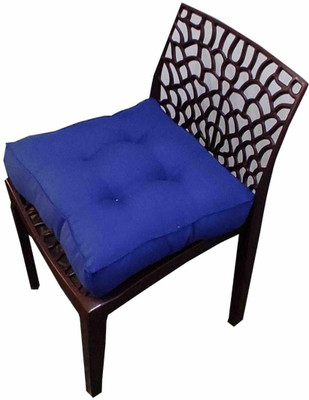 NIVEDHA MATTRESS Cotton Solid Chair Pad Pack of 1(Blue)