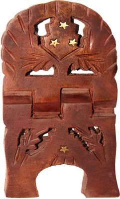 kanha traders Pooja Book Stand/Rehal/Wooden holy Book Stand Wooden Book Stand For Ramayan,Geeta Quran,Bible Stand(Width (Open) = 23 cm : Height (Open) = 15 cm) Wool Brown Rehal Offers & Cashback