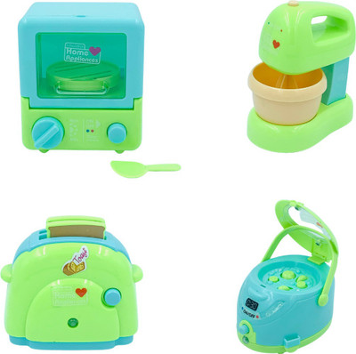 VikriDa Battery Operated Pretend Play Kitchen Household Appliance Play Set for Kids (Steamer, Toaster Microwave and Blender Mixer )
