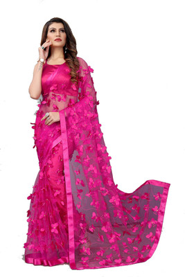 Shiv Embellished Daily Wear Net Saree(Pink)