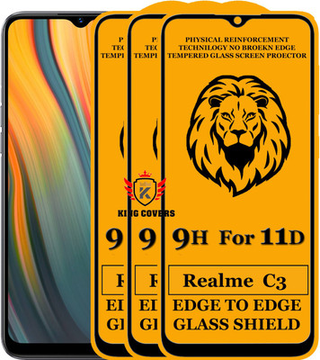 KING COVERS Edge To Edge Tempered Glass for Realme C3(Pack of 3)
