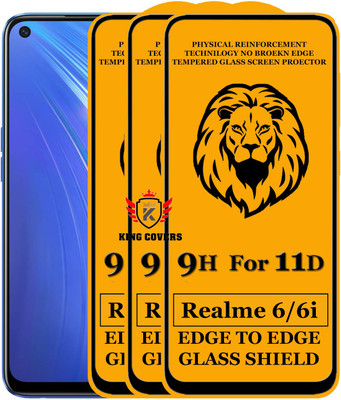 KING COVERS Edge To Edge Tempered Glass for Realme 6(Pack of 3)