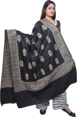 SUMEDH handcrafts Polyester Woven Women Shawl(Black)