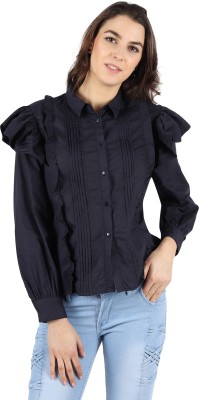 ATHAH Women Solid Casual Dark Blue Shirt