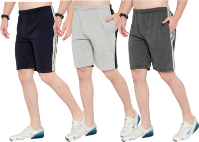 Moyzikh Solid, Striped Men Multicolor Basic Shorts