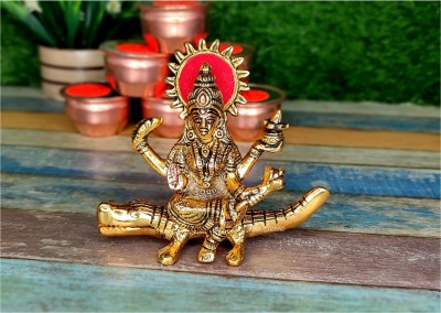 Neo Classic Ganga Maa With set of six Ganga Jal Decorative Showpiece  -  12 cm(Aluminium, Gold)