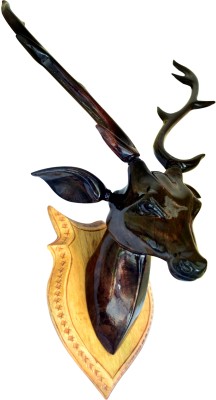 BK. ART & CRAFTS Home decor item “DEER HEAD”50 cm high with horns – wooden Decorative Showpiece  -  50 cm(Wood, Black)