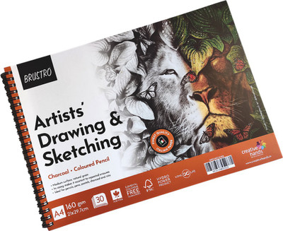 BRuSTRO Artists Drawing & Sketching Wiro Pad A4 - 160GSM (30 Sheets) Sketch Pad(30 Sheets)