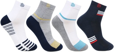 BONJOUR Designer Cushioned/ Terry Sports Ankle Length Socks Men Striped Ankle Length(Pack of 4)