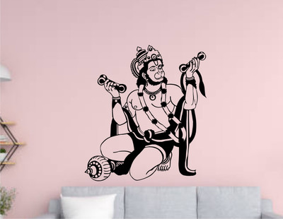 Decor Solution 66 cm Lord Hanuman Wall Sticker ( ideal size on wall: 59 cm x 66 cm ) Self Adhesive Sticker(Pack of 1)