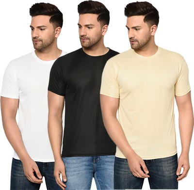 InkTees Pack Of 3 Men Solid Regular Fit Plain T-Shirt Multicolor Round Neck (Pack Of 3) Men Solid Round Neck Polyester Multicolor T-Shirt For Rs. 279 @ 69 %