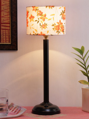 Devansh Multicolor cotton shade lamp with black base Table Lamp(50.5 cm, Black)