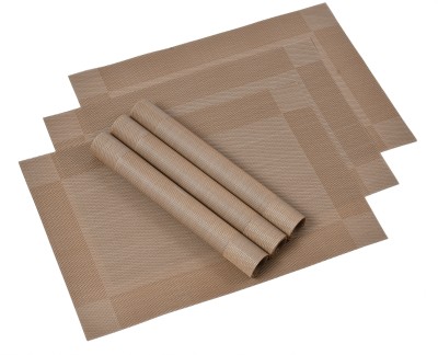 YELLOW WEAVES Rectangular Pack of 6 Table Placemat(Beige, PVC)