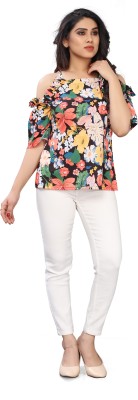 URBAN LUXE Party 3/4 Sleeve Printed Women Multicolor Top
