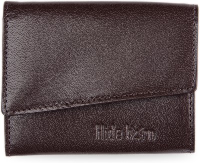 Hide horn Men Casual Brown Genuine Leather Wallet(4 Card Slots)