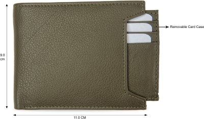 Hide horn Men Casual Green Genuine Leather Wallet(14 Card Slots)