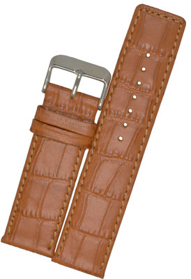 Surufashion U145 Square Tip With Rounded Angles 24 mm Genuine Leather Watch Strap(Tan)