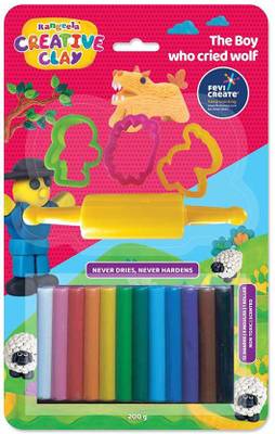 Rangeela Pidilite Creative Clay Pack The Boy Who Cried Wolf | DIY Pack of Modelling Clay, Moulding Tools and Roller | Non Toxic and Safe | 200g, 5 Years &amp; Above Art Clay  (200 g)
