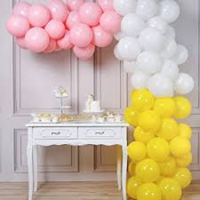 Wonder Solid Party Decoration Balloons Combo Yellow White and Light Pink for Birthday Party AIR or HELIUM - Set of 15 Balloon(Yellow, White, Pink, Pack of 15)