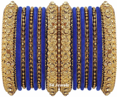 T4 JEWELS Metal Crystal Gold-plated Bangle Set(Pack of 18)