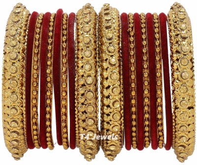 T4 JEWELS Metal Crystal Gold-plated Bangle Set(Pack of 18)